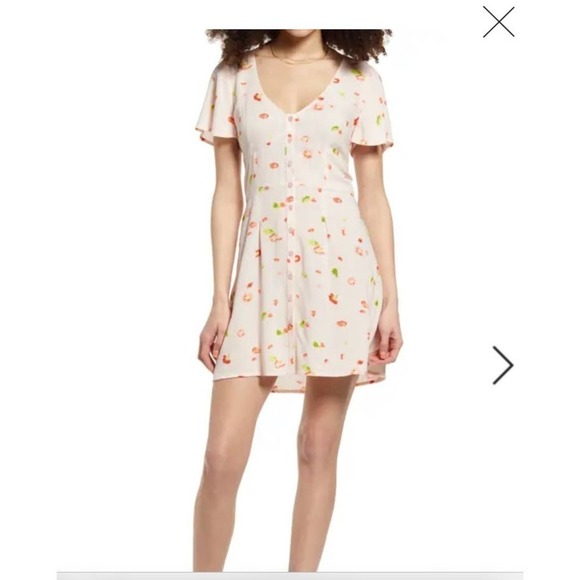 4/$25 NWT BP. Print Flutter Sleeve Skater Dress In Pink- Red Petal Patter small - Picture 1 of 2